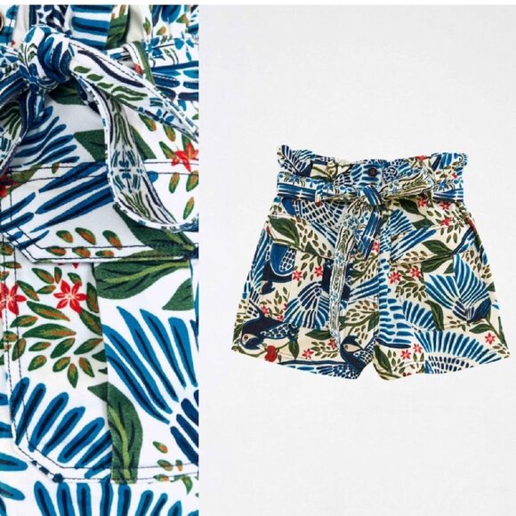 Farm Rio Off-White Macaw Flight Shorts Wide-Leg (XS) - Picture 2 of 7